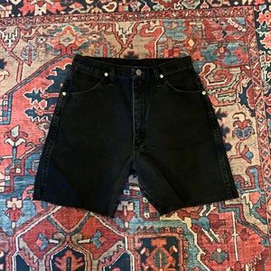 Mid-thigh black cutoffs